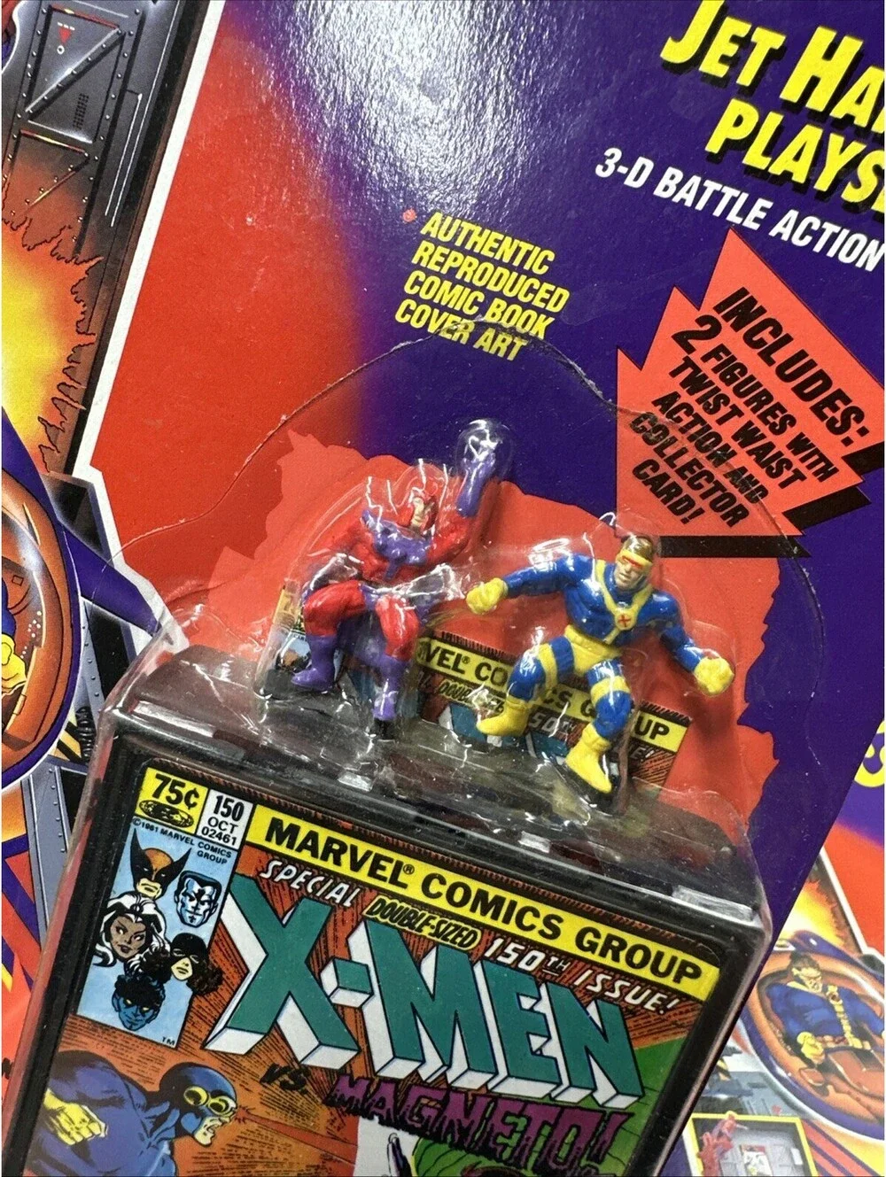 (2) X-Men Pocket Comics Jet Hangar ToyBiz 1994 Magneto Cyclops vs Figure NEW